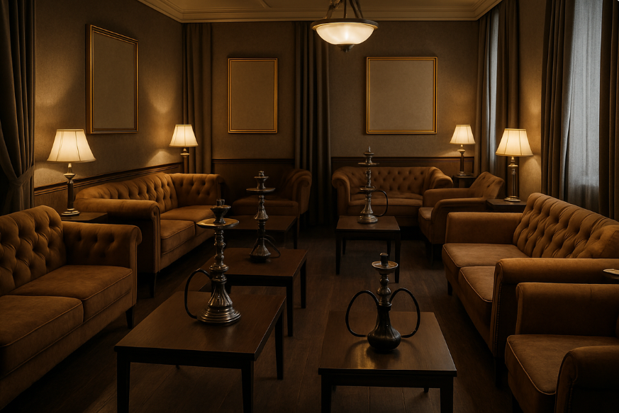 an elegantly furnished hookah lounge that represents a smart, cost-effective investment in quality furniture