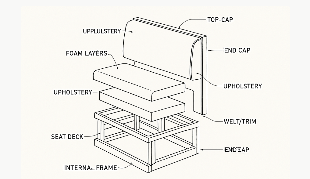 exploded view of booth parts