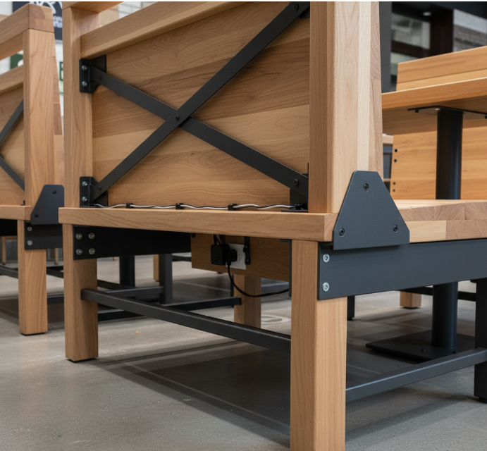 booth under-structure with braces
