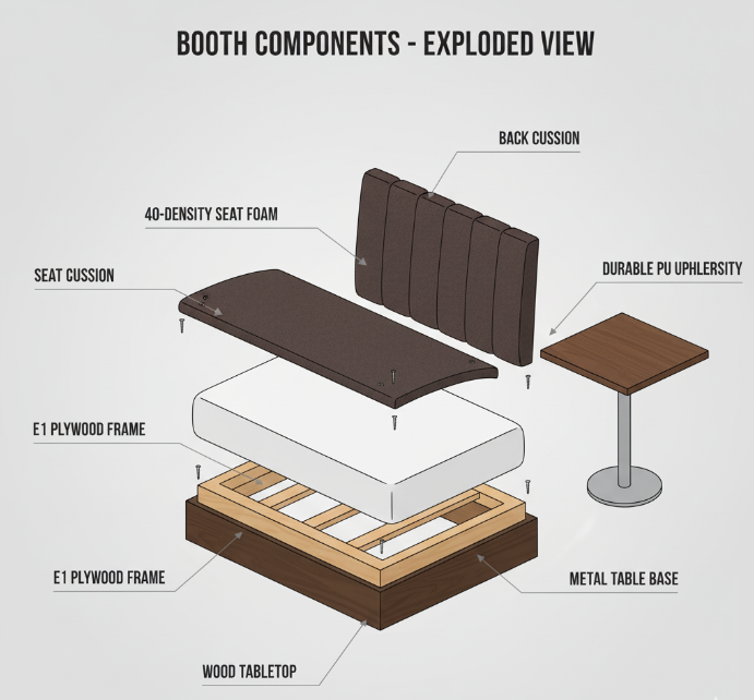 exploded view of booth components