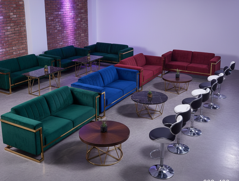 a curated collection of premium wholesale nightclub sofas, tables, and bar stools