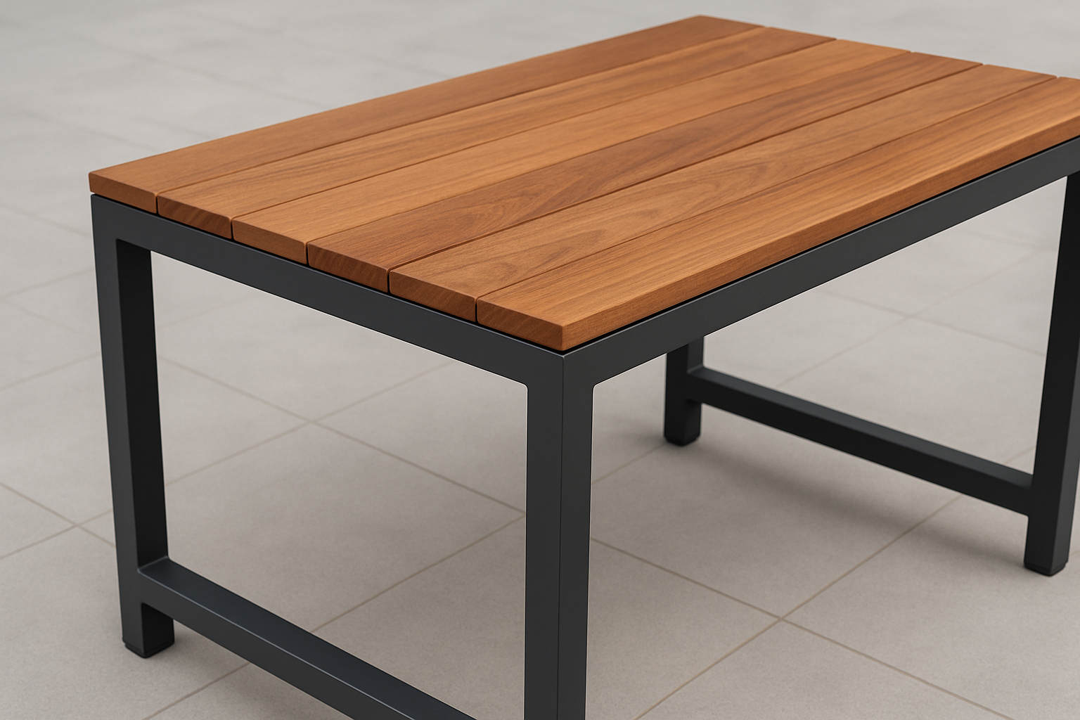 aluminum frame with wood tabletop