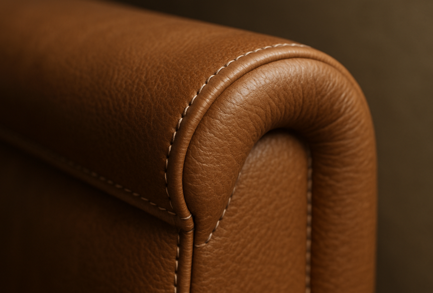 rolled top profile with stitching