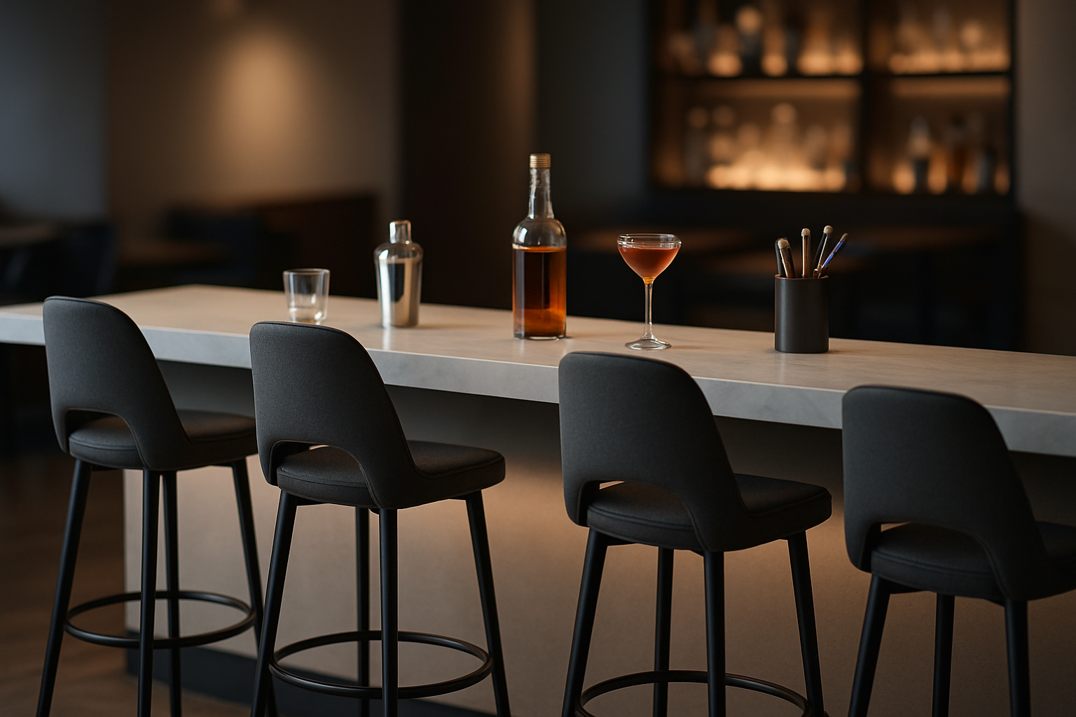 bar counter with tall stools