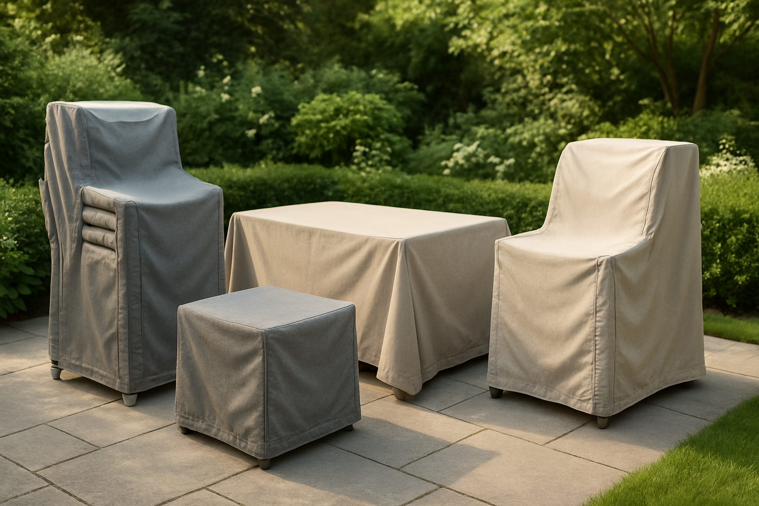 breathable outdoor furniture covers on stacked sets