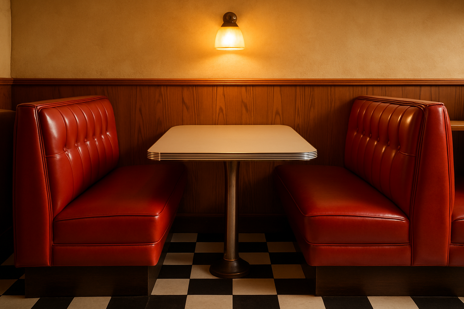 a classic restaurant booth with two benches facing each other