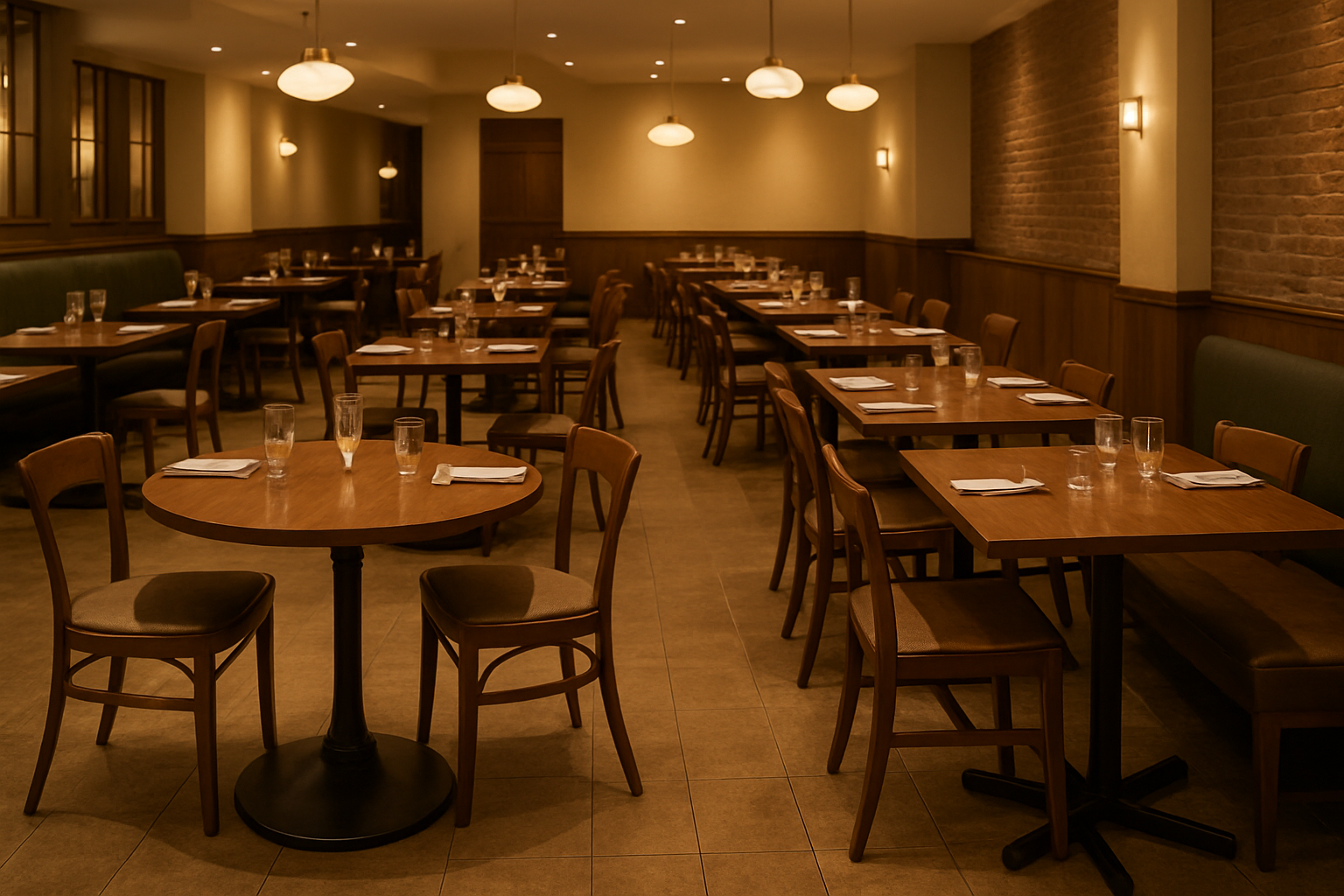 commercial pedestal and X-bases in a busy dining room