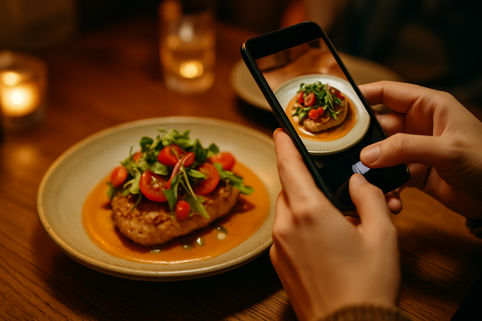 customers photographing new dish under good lighting