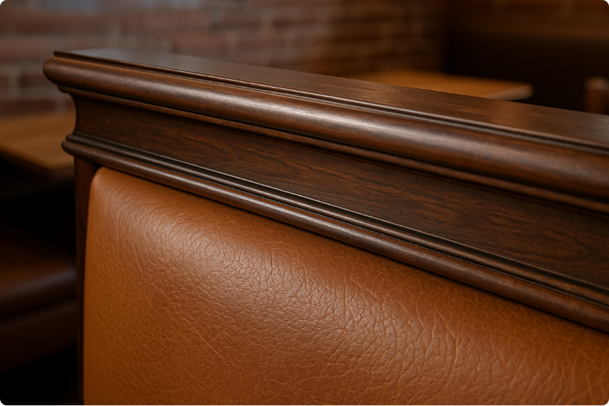 top cap detail at booth back