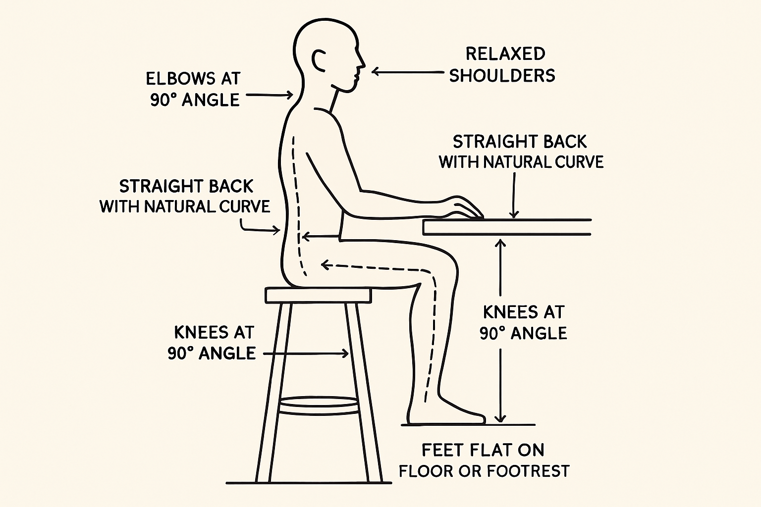ergonomic diagram of stool posture