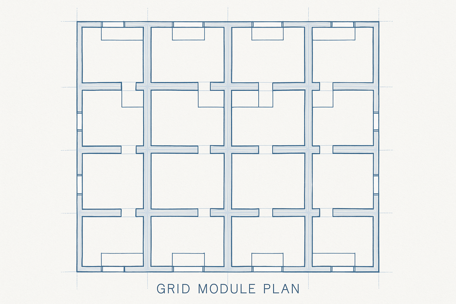 grid module plan with repeat units