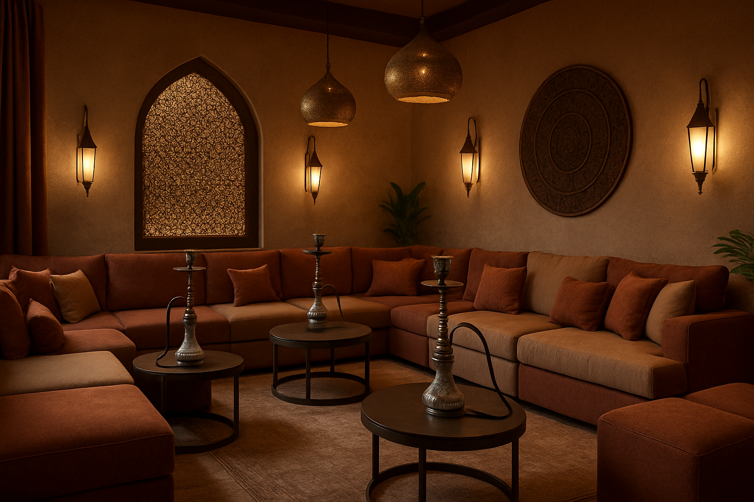 a stylish and comfortable hookah lounge filled with durable, custom-made modular seating