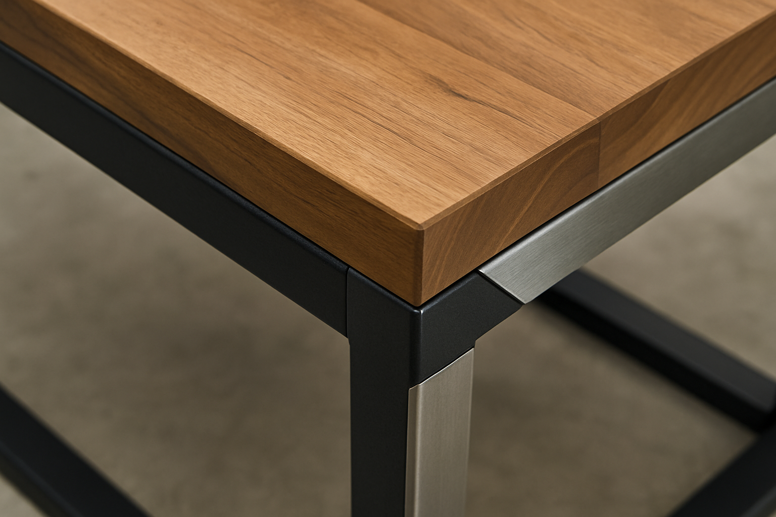 hybrid metal frame with wood top