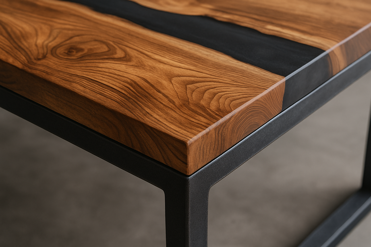 hybrid wood top on steel frame