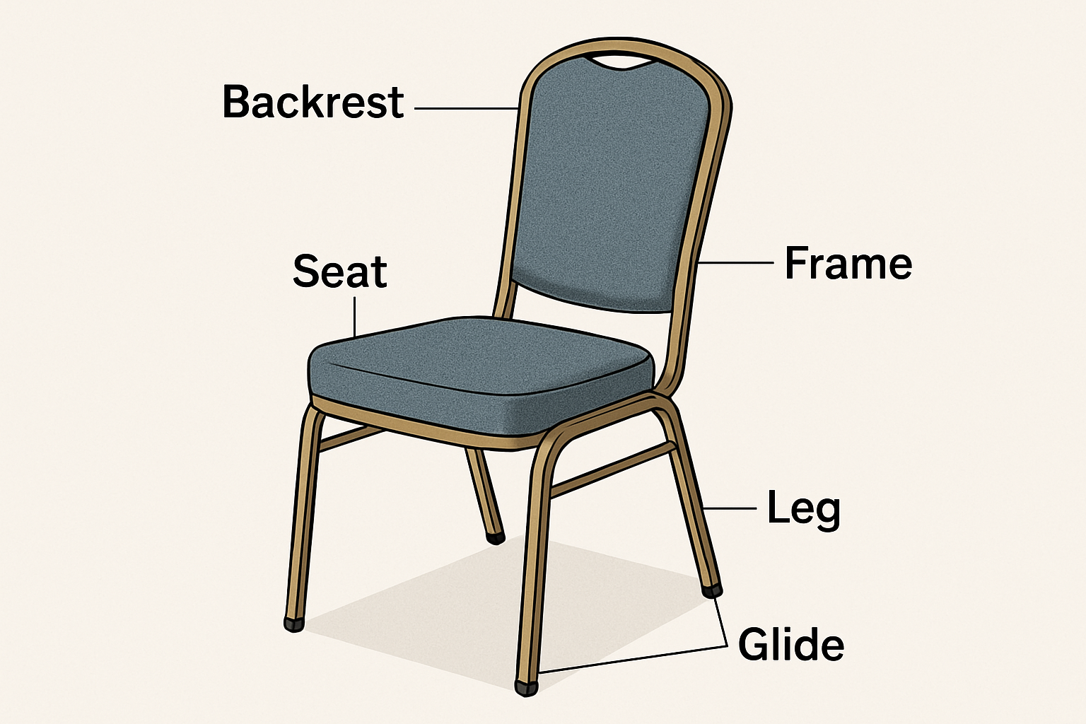 labeled parts of a banquet chair