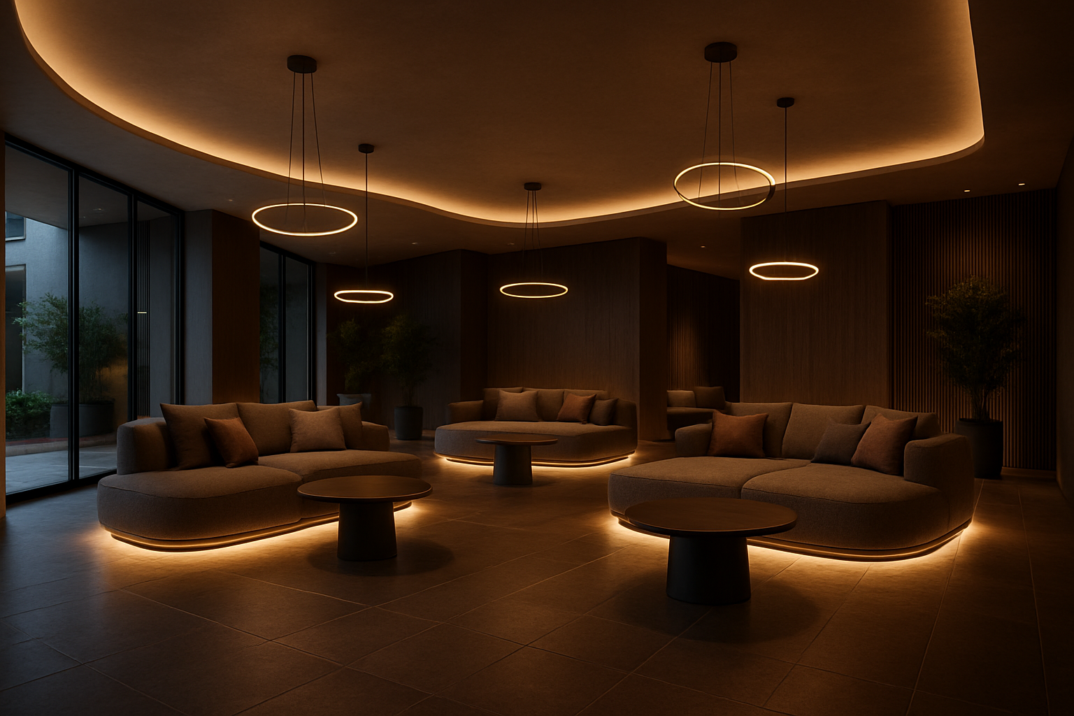 lounge with islands and lighting pools