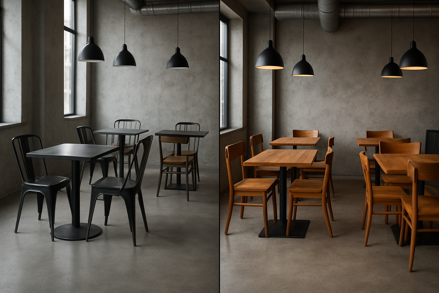 metal and wood restaurant furniture comparison