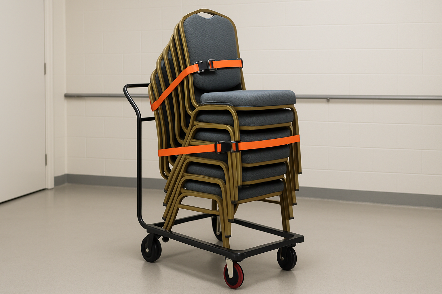 safe stacking with cart and straps