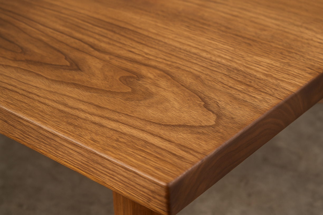 solid wood tabletop with visible grain