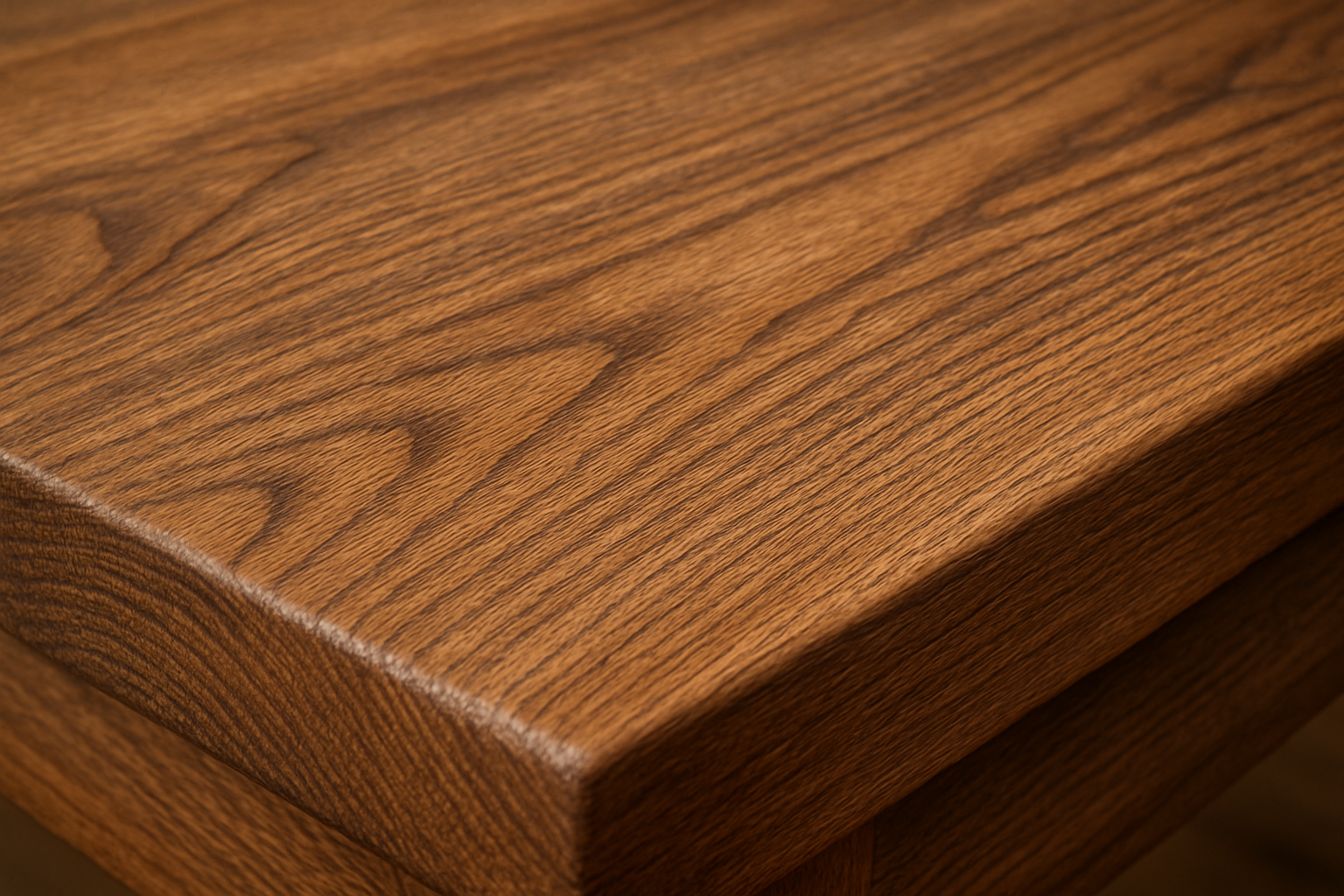 close-up of solid wood tabletop