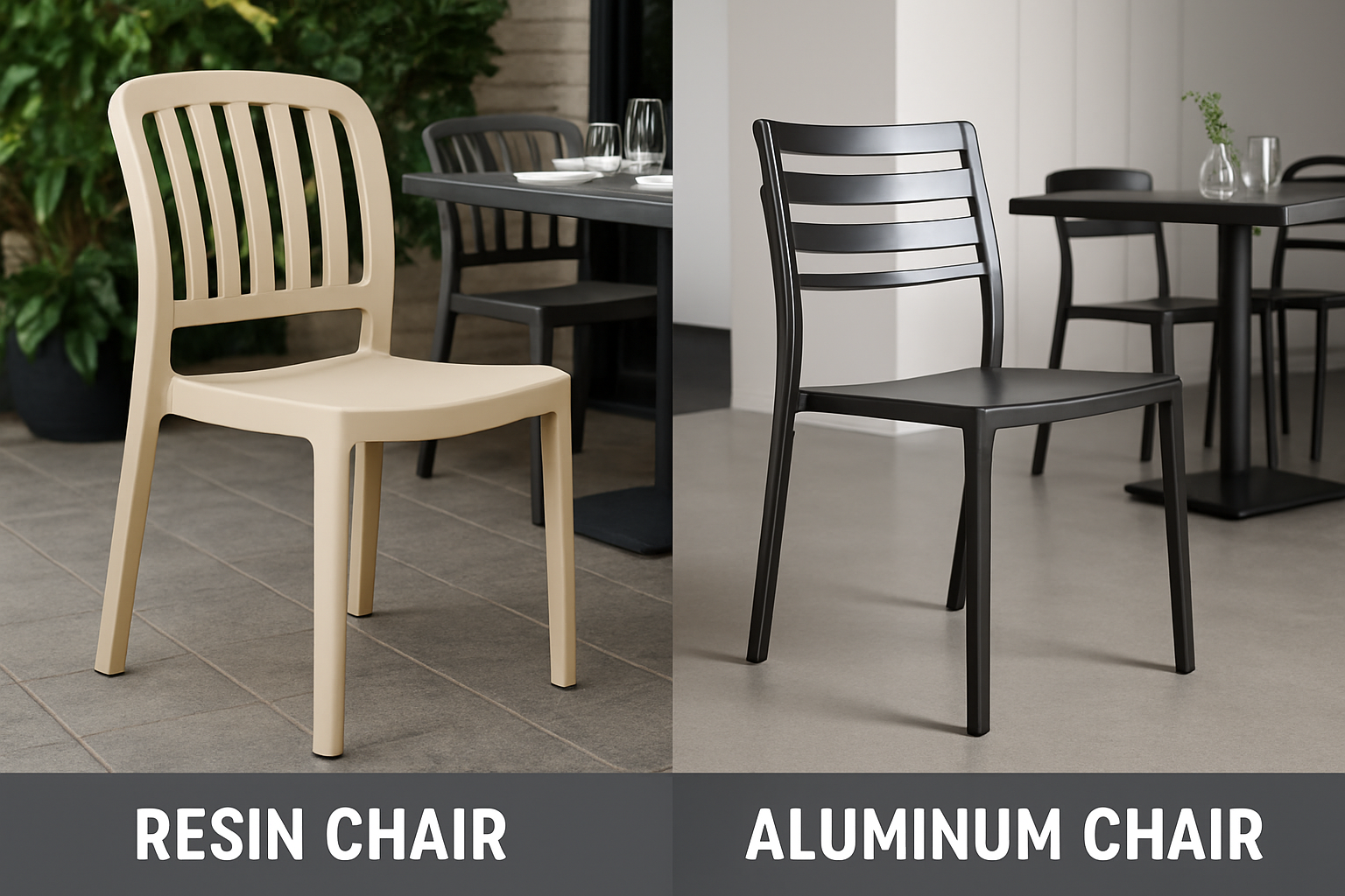 stackable restaurant chairs comparison resin vs aluminum