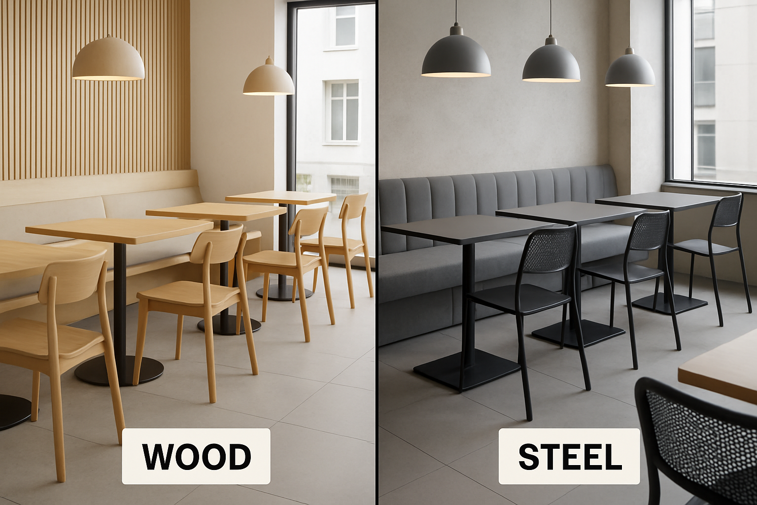 wood and steel restaurant furniture comparison