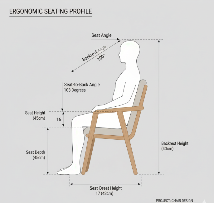 profile of seat and back angles