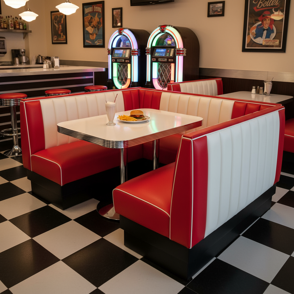 photo grid of booth installations from multiple projects
