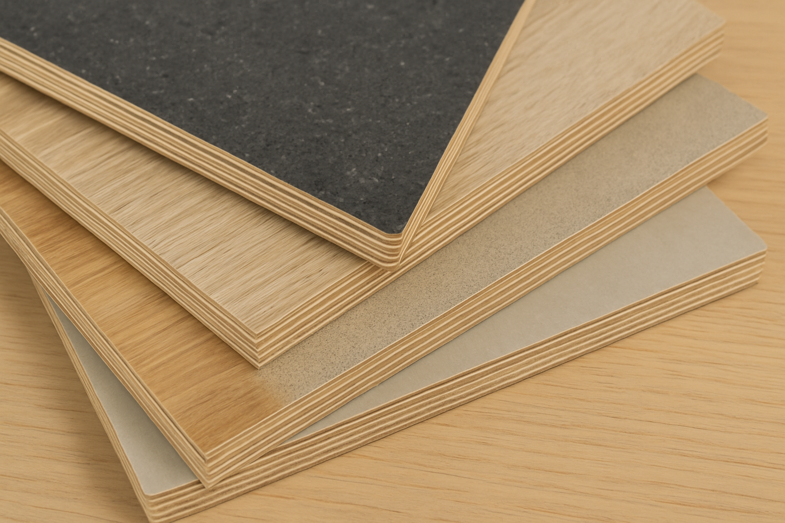 HPL laminate samples over plywood cores