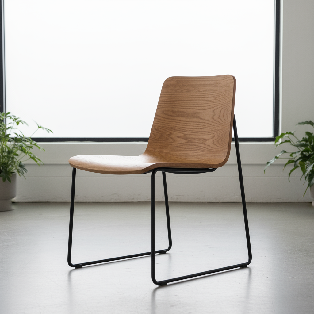 hybrid chair wood seat on metal frame
