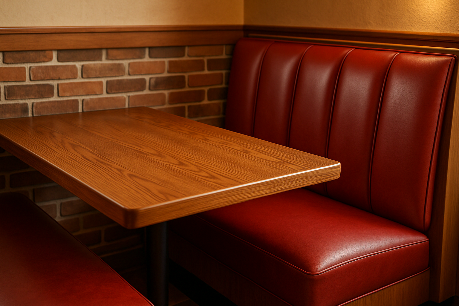 table edge aligned properly over booth seat front