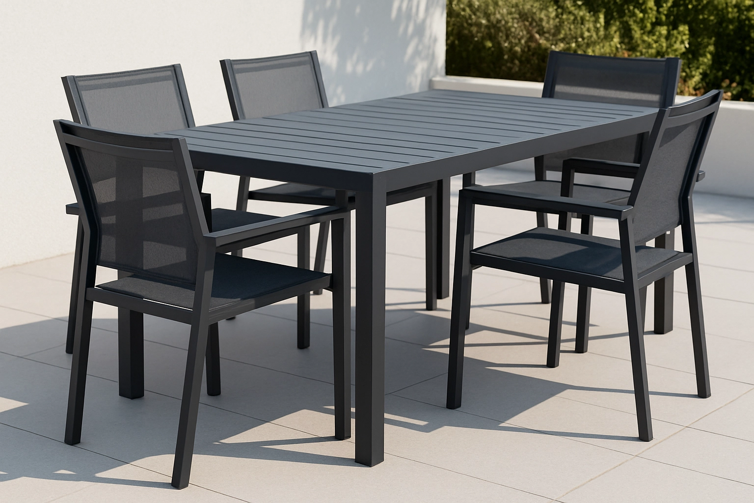 best weather resistant patio dining set with aluminum frame and slatted top